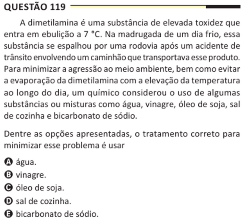 Questão de química do ENEM 2025